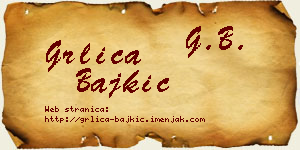 Grlica Bajkić vizit kartica